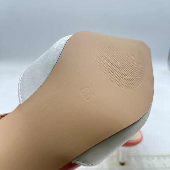 Wansseny White Pointed Toe Slingback Sandals Kitten Heel Slip On Ladies Shoes - Picture 6 of 8